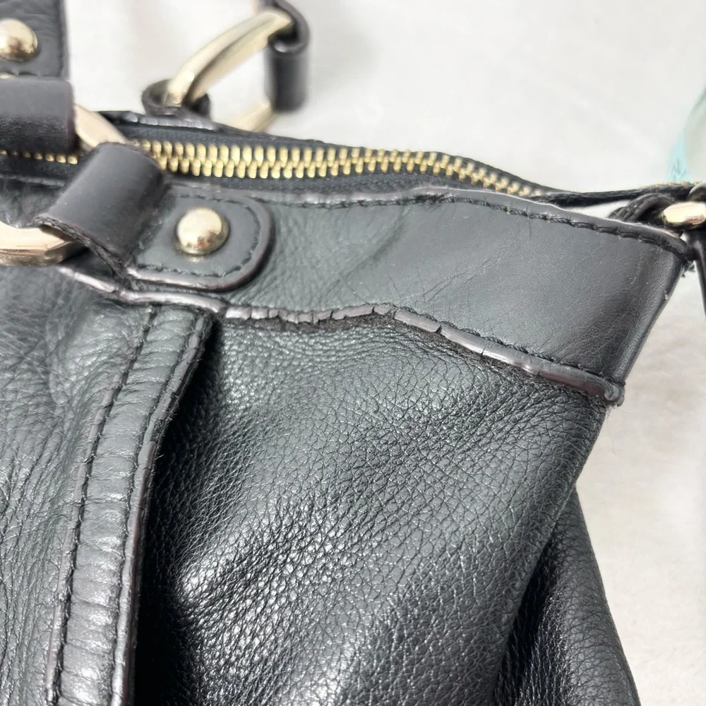 B Makowsky Large Black Genuine Leather Handbag‎ Lombard Satchel